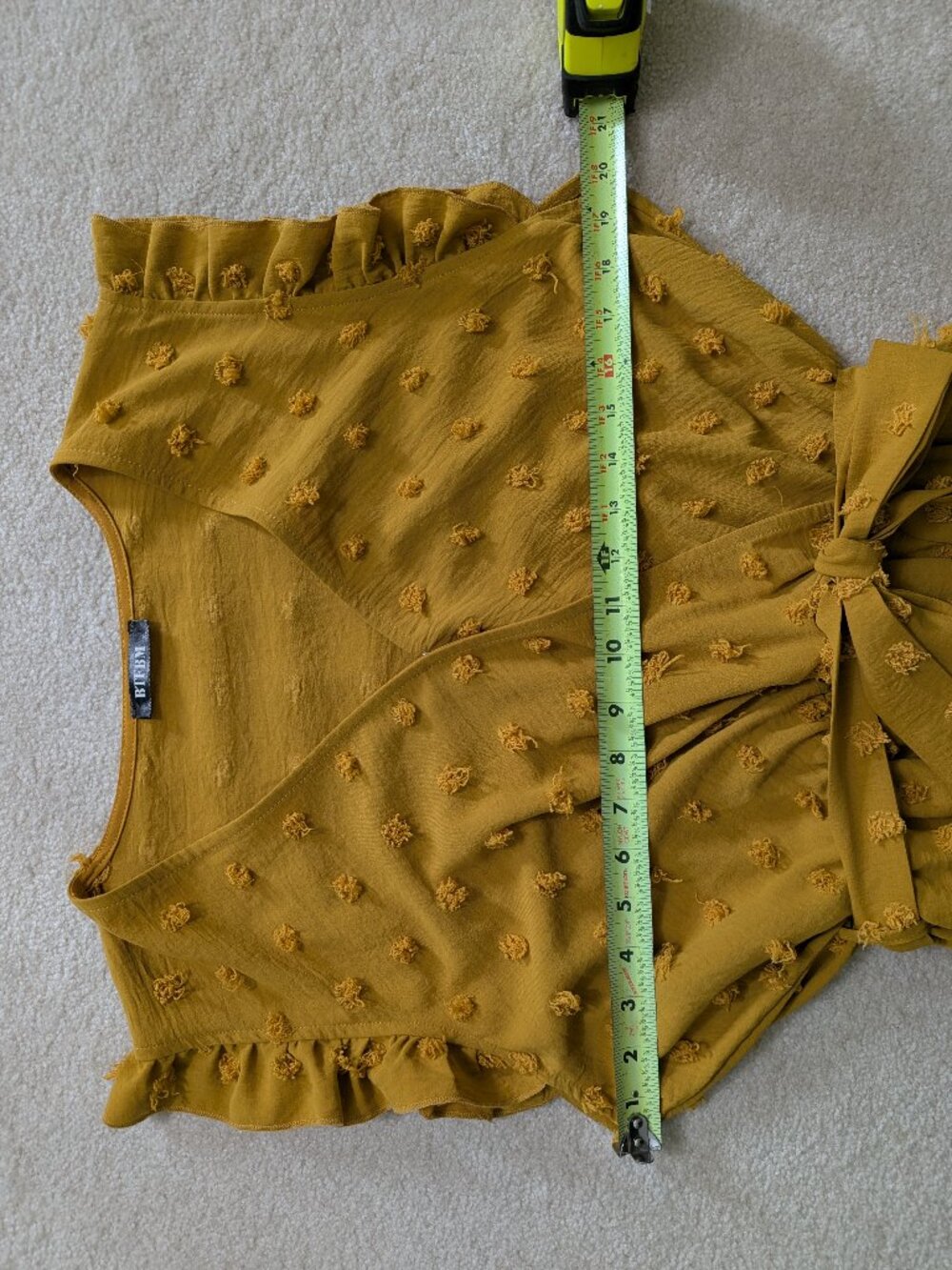 BTFBM Swiss Dot Faux Wrap Maxi Dress Gold Boho Ruffle Size XL - Picture 3 of 6